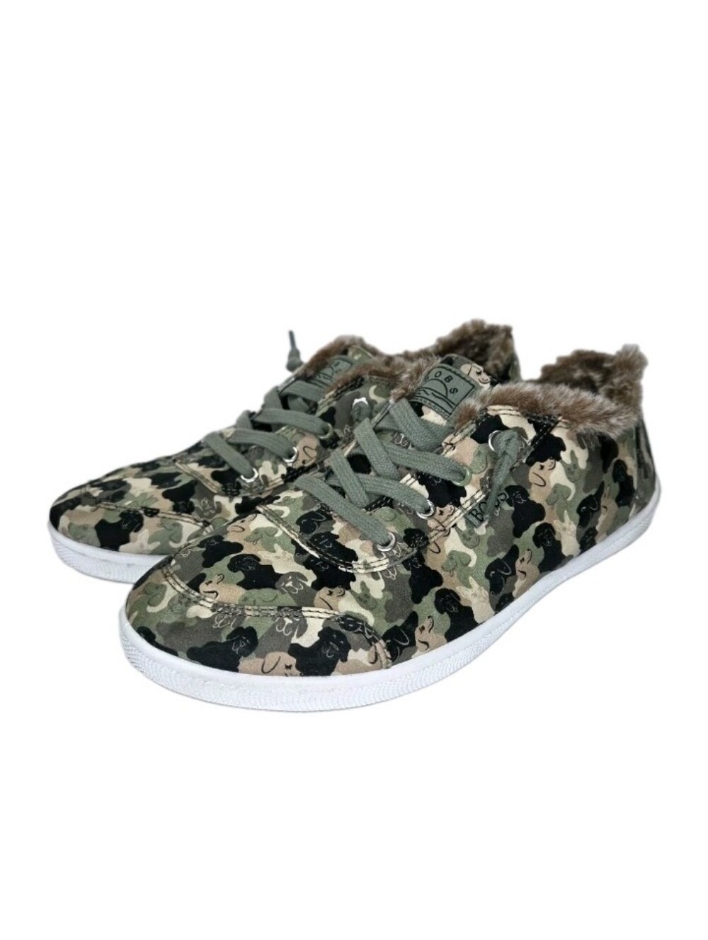 Bobs Skechers B Cute Troop Cuties Sneakers Size 8.5 Camo Dogs Whimsical  Fur